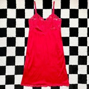 Vintage JC Penney Red Nylon Slip M